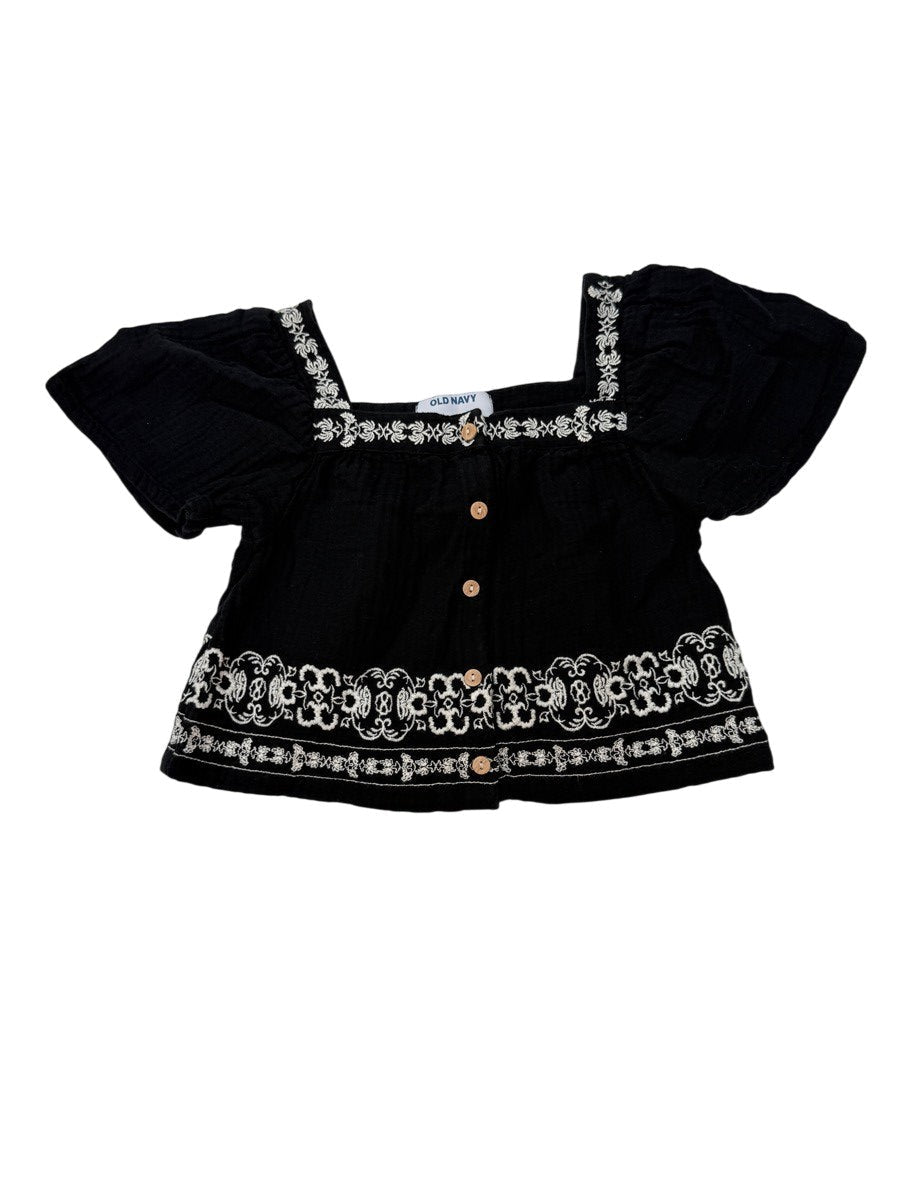 Old Navy Embroidered Black Blouse Size 6-7