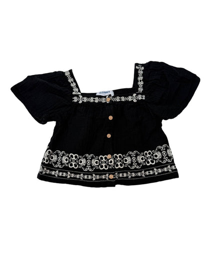 Old Navy Embroidered Black Blouse Size 6-7