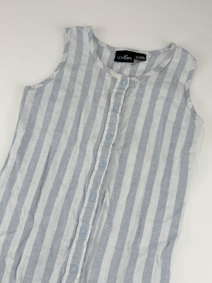 VONbon Blue Striped Linen Romper 18-24M