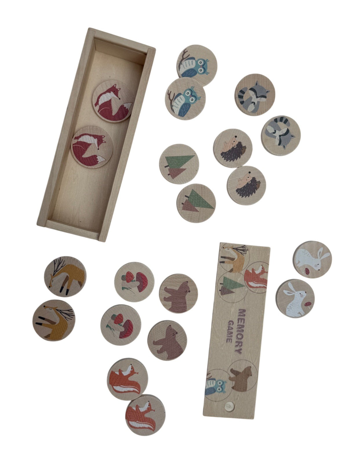 Woodland Animals Memory Game Wooden Tiles