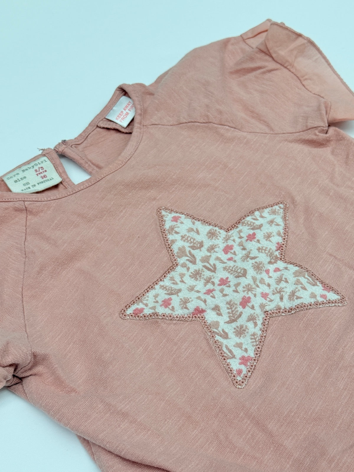Zara BabyGirl Pink Star Ruffle Tee 2/3Y