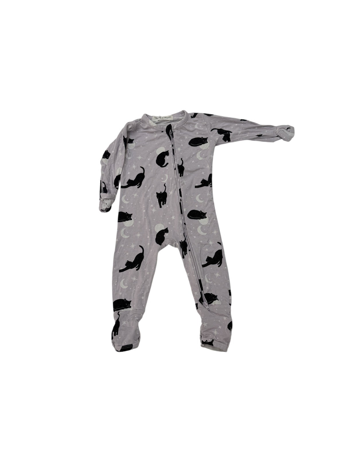 Bambi & Birdie Black Cat Zip Sleeper 3-6M