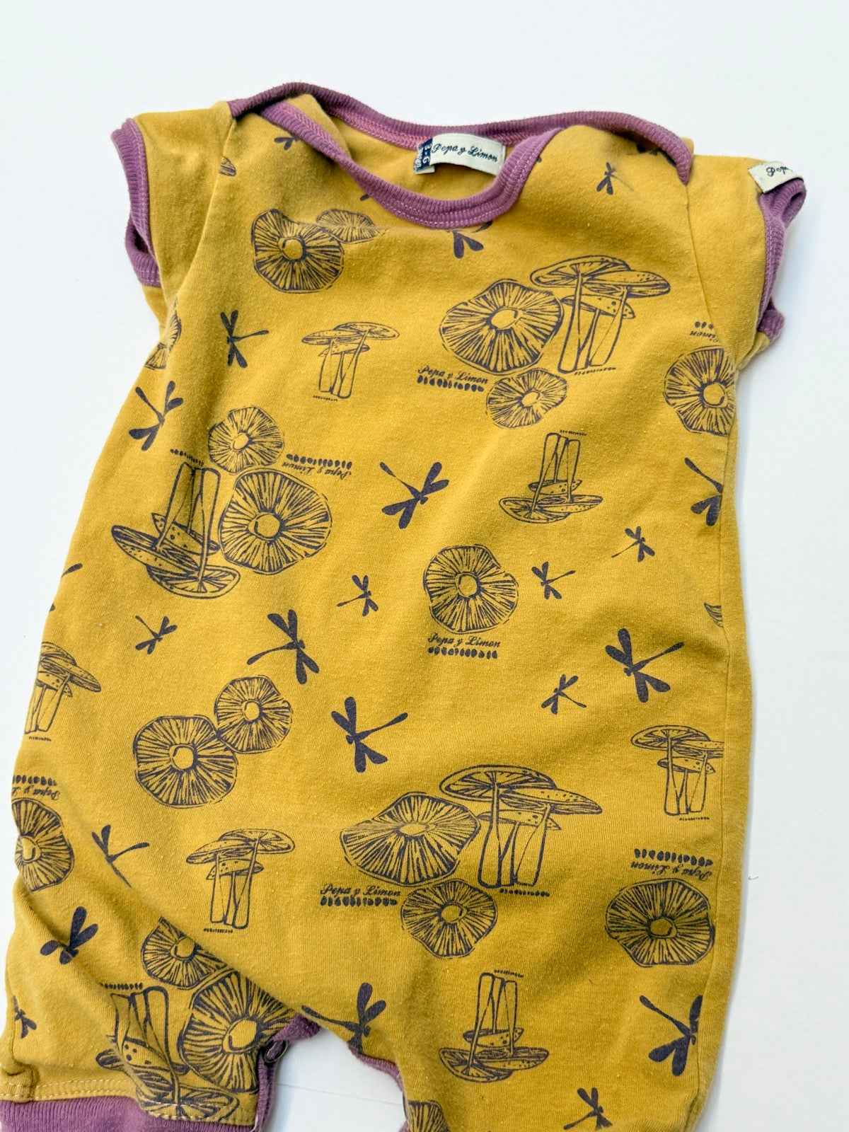 Pepa y Limon Mushroom Print Romper 3-6M