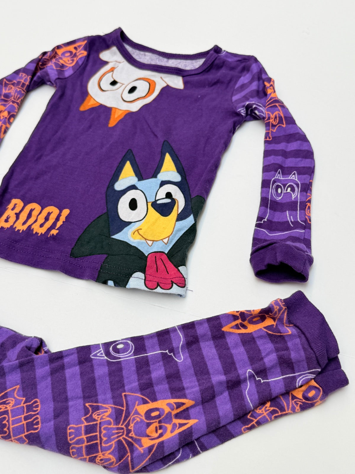 Blue Halloween Boo Pajama Set 3T