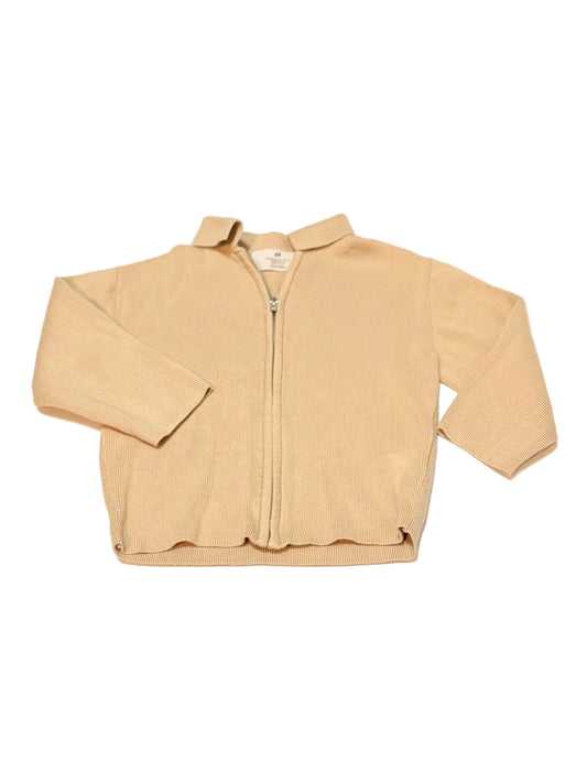 H&M Beige Zip-Up Knit Cardigan 3-4T