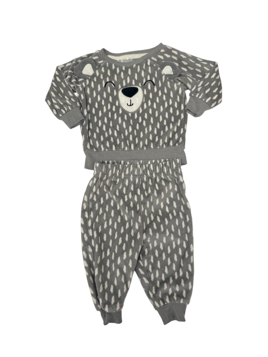 George Bear Print Fleece Pajama Set 3-6M