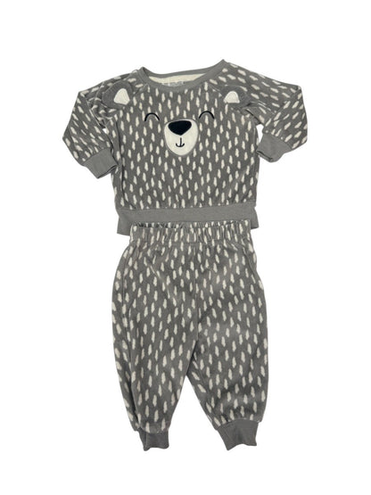 George Bear Print Fleece Pajama Set 3-6M