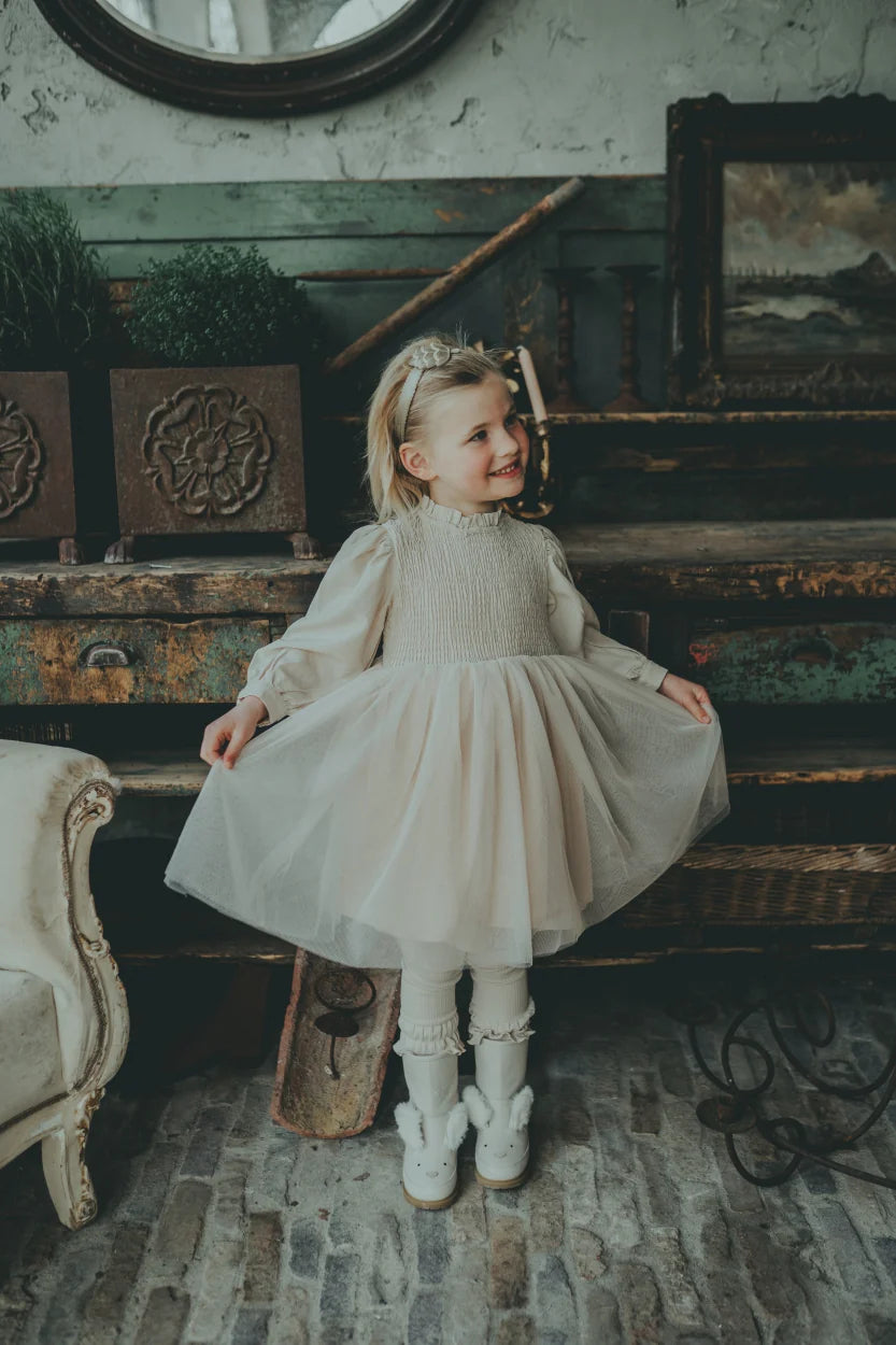 DONSJE Amsterdam Janice Dress | Crispy White  2-3Y