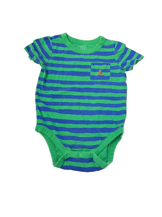 Grenouillère rayée verte et bleue Baby Gap 12-18 mois