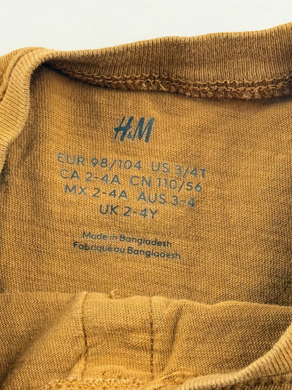 H&M Mustard Henley T-Shirt Size 2-4Y