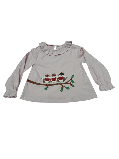 Mini Boden Robin Bird Applique Top 3-4Y
