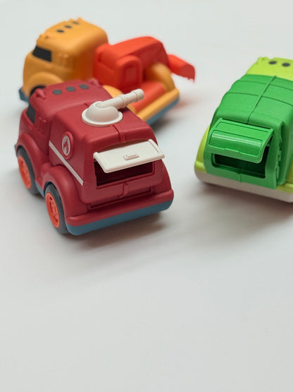 City Car Garbage Fire Truck Toy Set 3