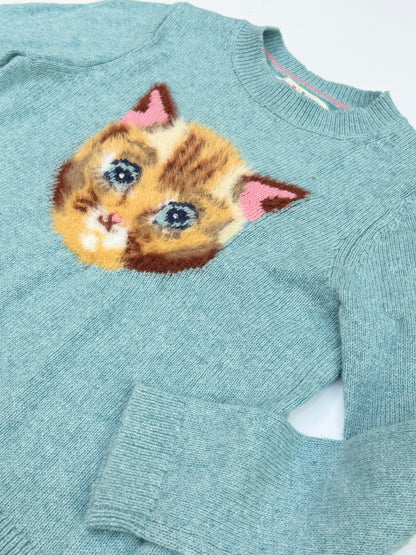 Mini Boden Cat Knit Sweater 6-7Y