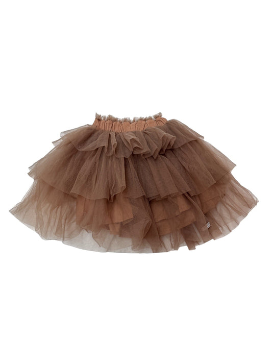 Donsje Brown Tiered Tulle Skirt 4-5Y