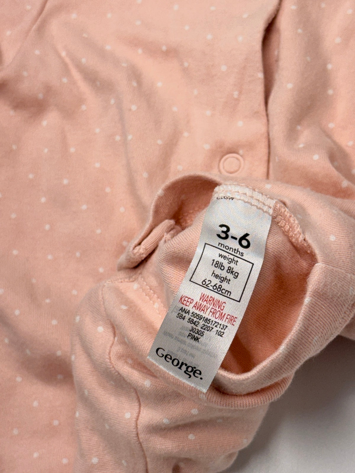 George Pink Polka Dot Romper 3-6m