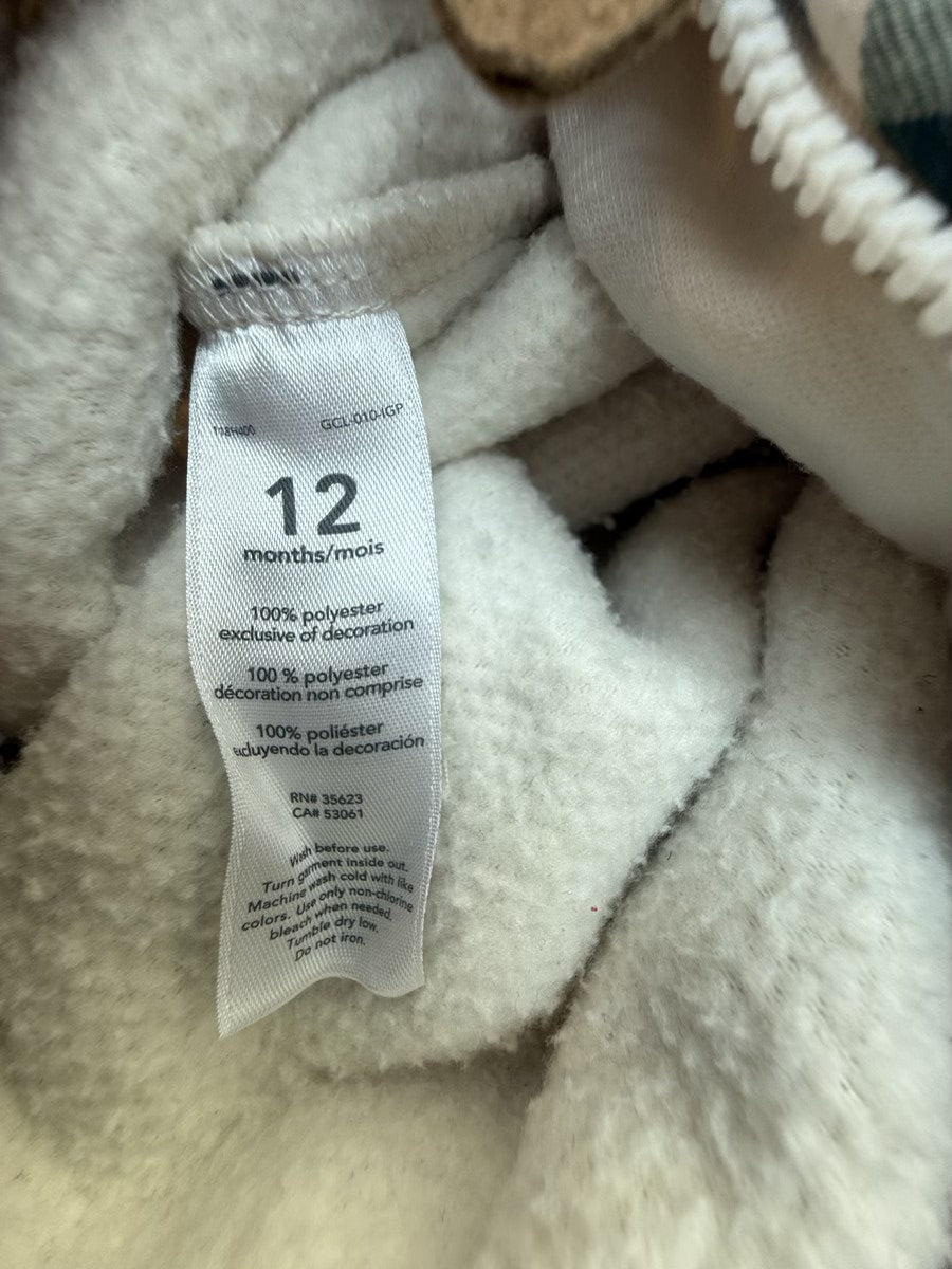 Carter's Sherpa Fleece Zip Romper 12m