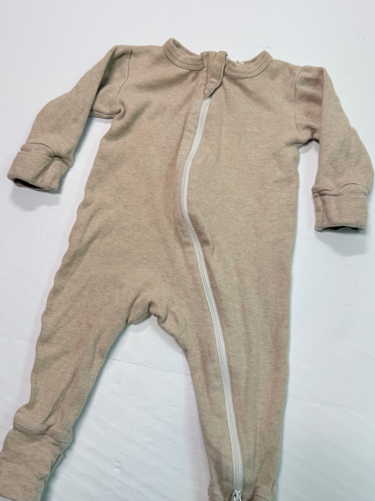 Parade Organic Cotton Beige Zip Pajamas 3-6M