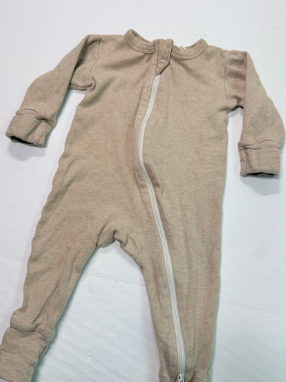 Parade Organic Cotton Beige Zip Pajamas 3-6M