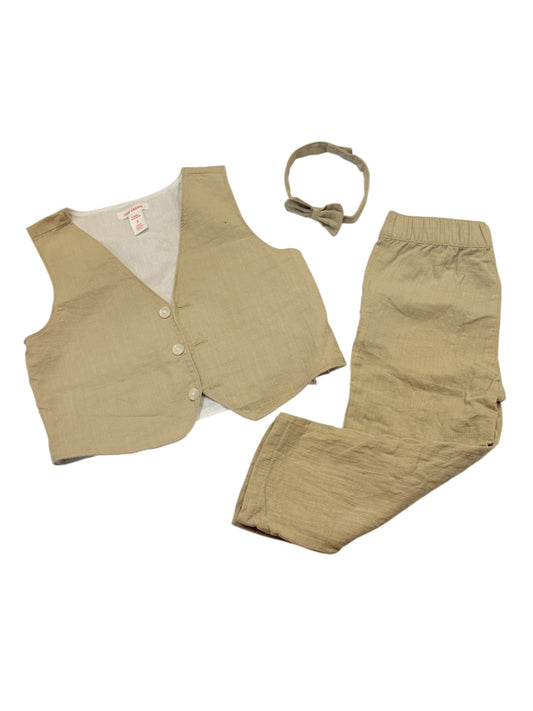 Joe Fresh Khaki Vest Pants Bow Tie Set 2T