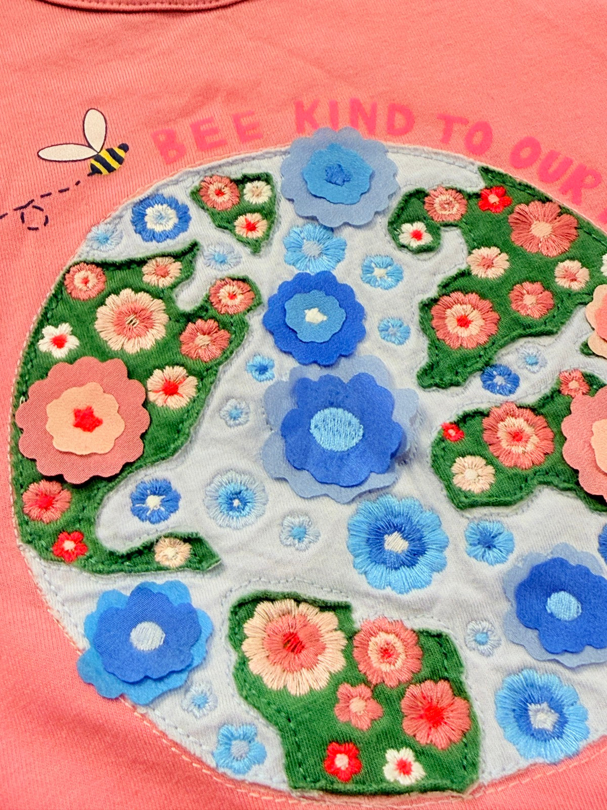 Mini Boden Bee Kind Planet Pink Top 5-6Y