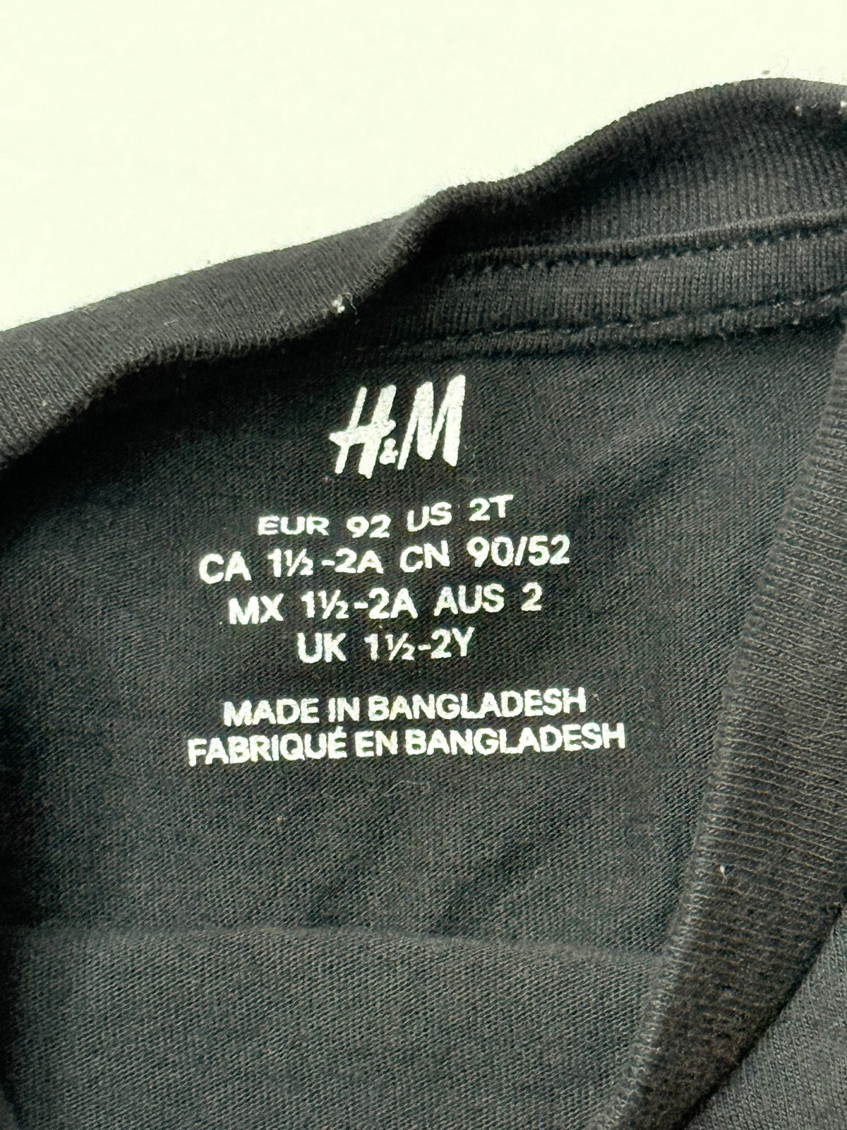 H&M Black Long Sleeve T-Shirt 2T