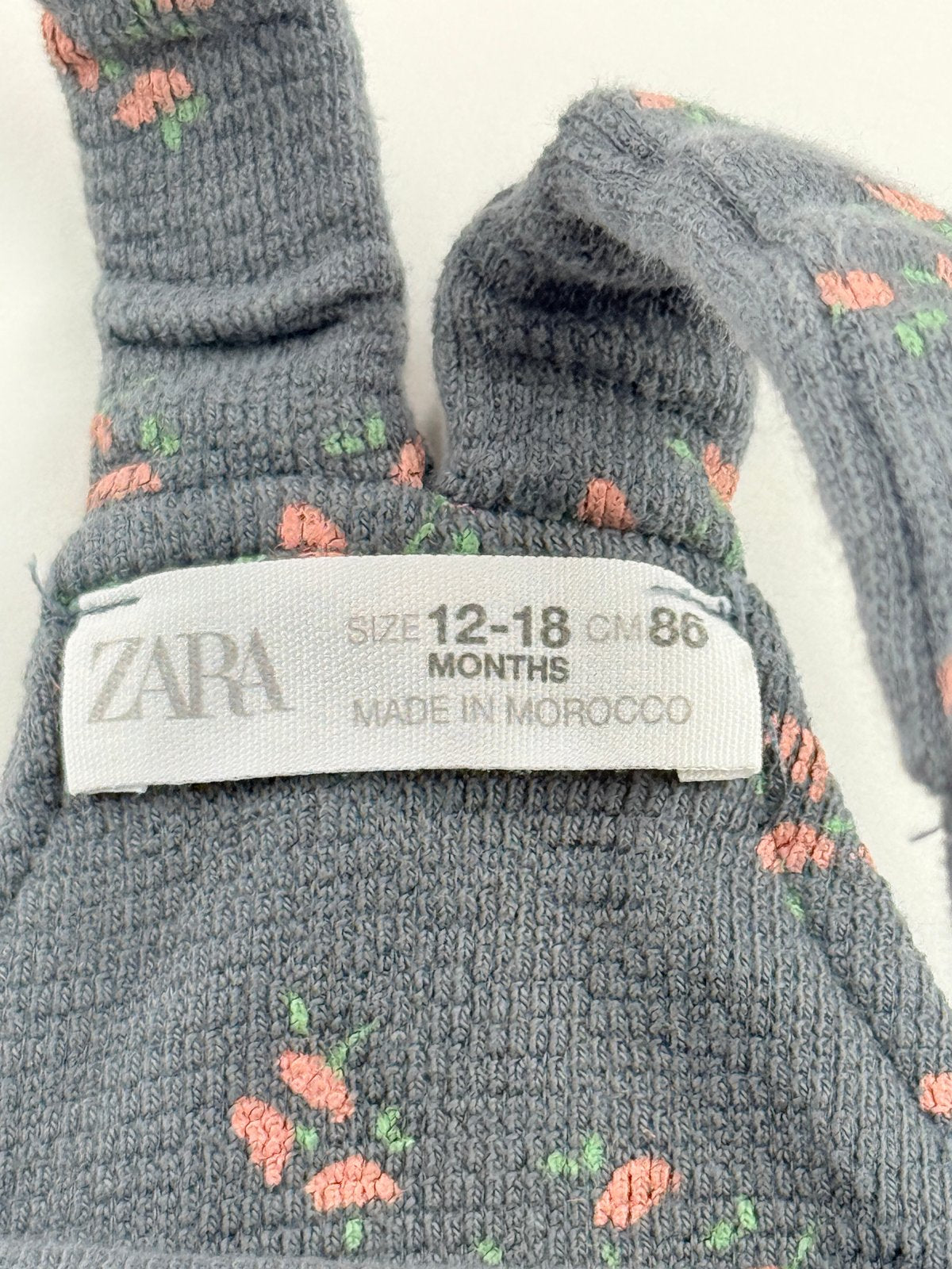 Zara Floral Gray Overalls Size 12-18M