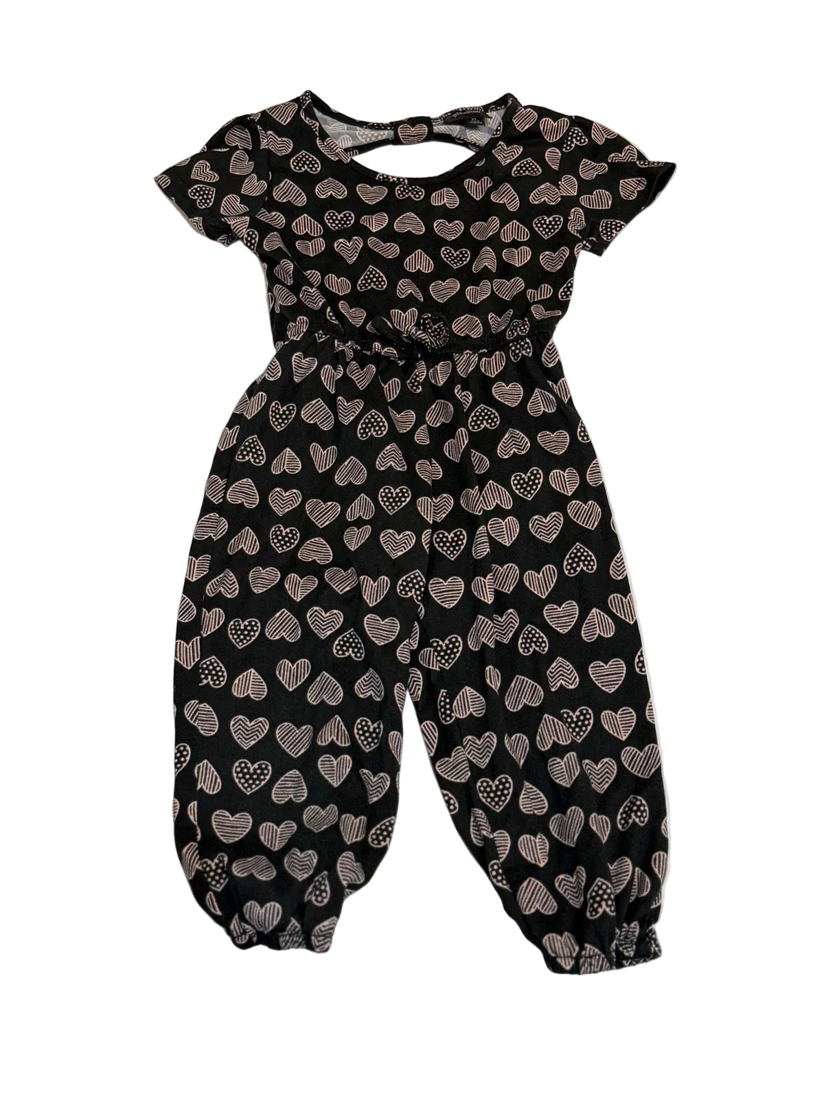 Picapino Black Heart Print Jumpsuit 3T