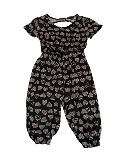 Picapino Black Heart Print Jumpsuit 3T
