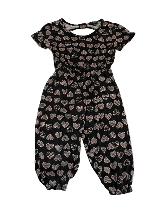 Picapino Black Heart Print Jumpsuit 3T