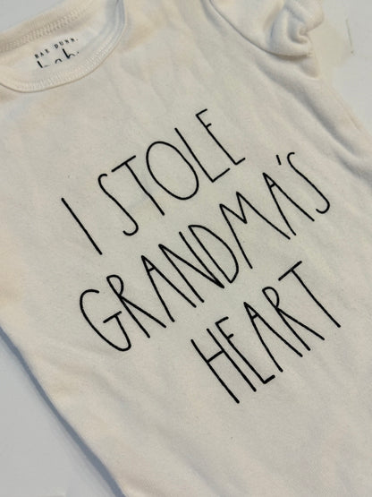 Rae Dunn Baby I Stole Grandma's Heart Onesie 6-9M