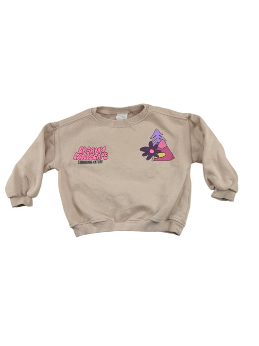 Zara Dreamy Landscape Beige Sweatshirt Size 2T