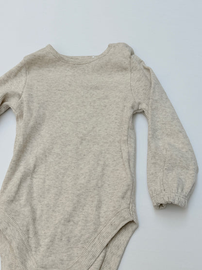 M&S Ribbed Beige Bodysuit 12-18M