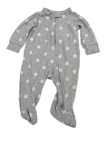Carter's Gray Polka Dot Footed Sleeper 3M