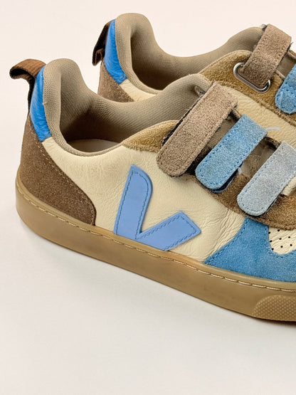 Veja Velcro Leather Sneakers Blue Cream Size 2