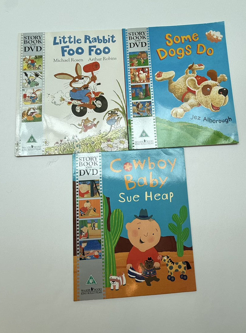 Set 3 Mixed Authors Story Book and DVD Bundle
