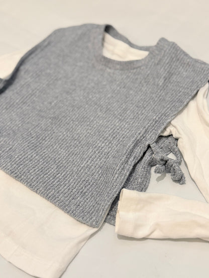 Zara Gray Ribbed Knit Vest Set 6-7Y
