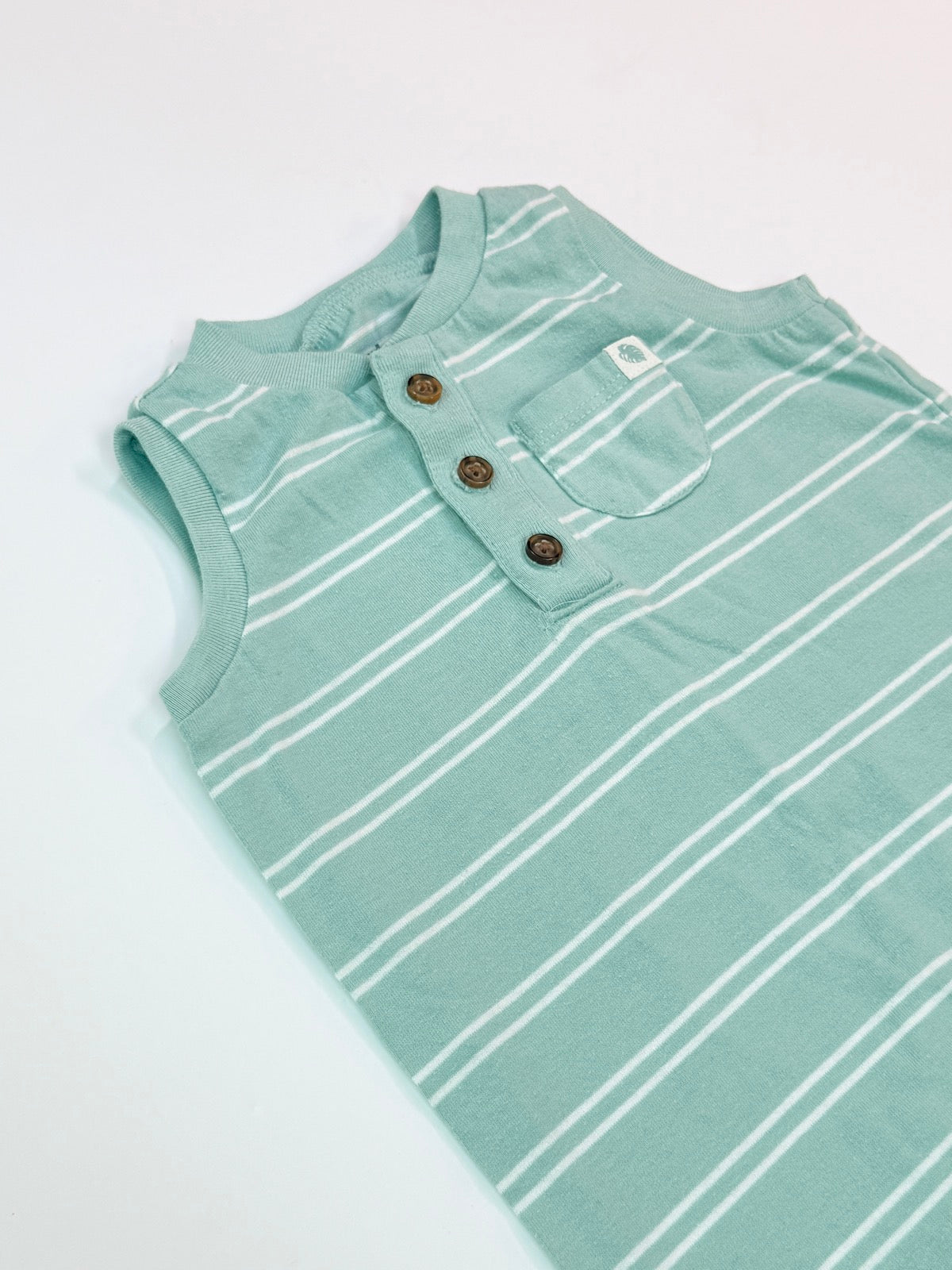 Carter's Mint Stripe Sleeveless Romper 3-6m