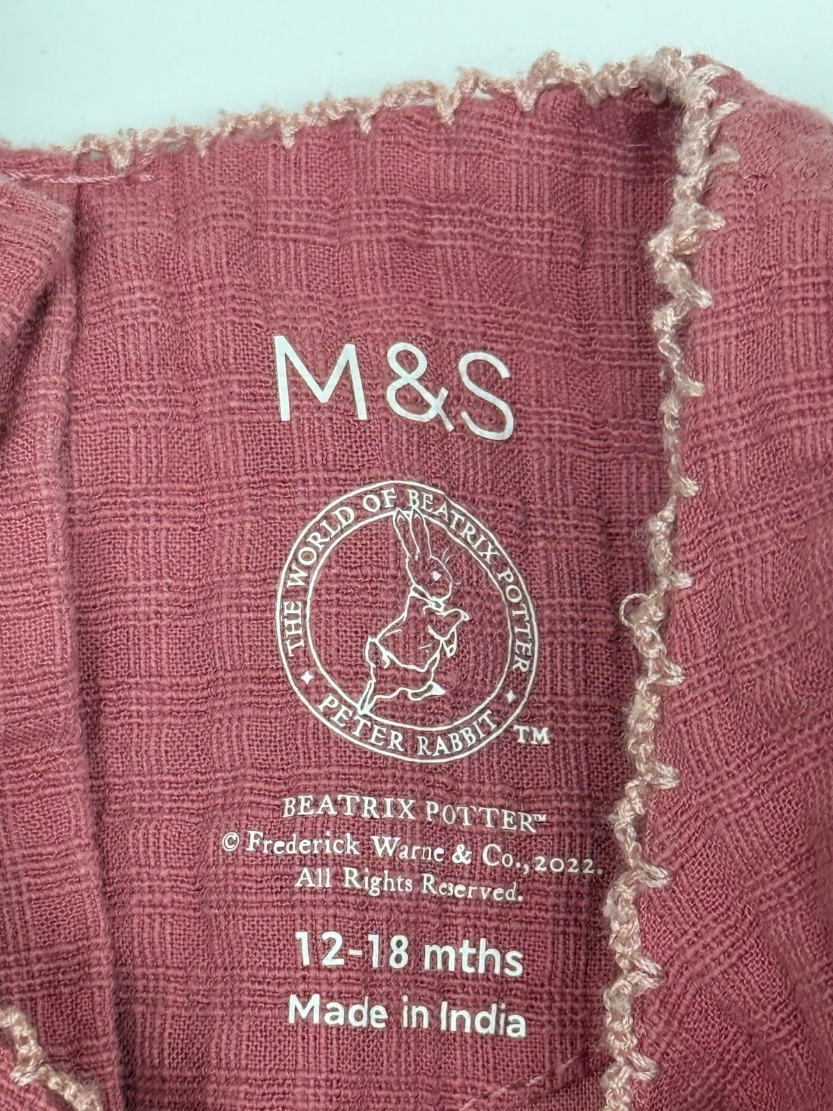 M&S Peter Rabbit Pink Dress 12-18M