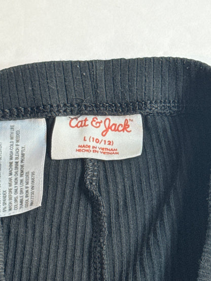 Cat & Jack Black Ribbed Leggings L (10/12) 10/12