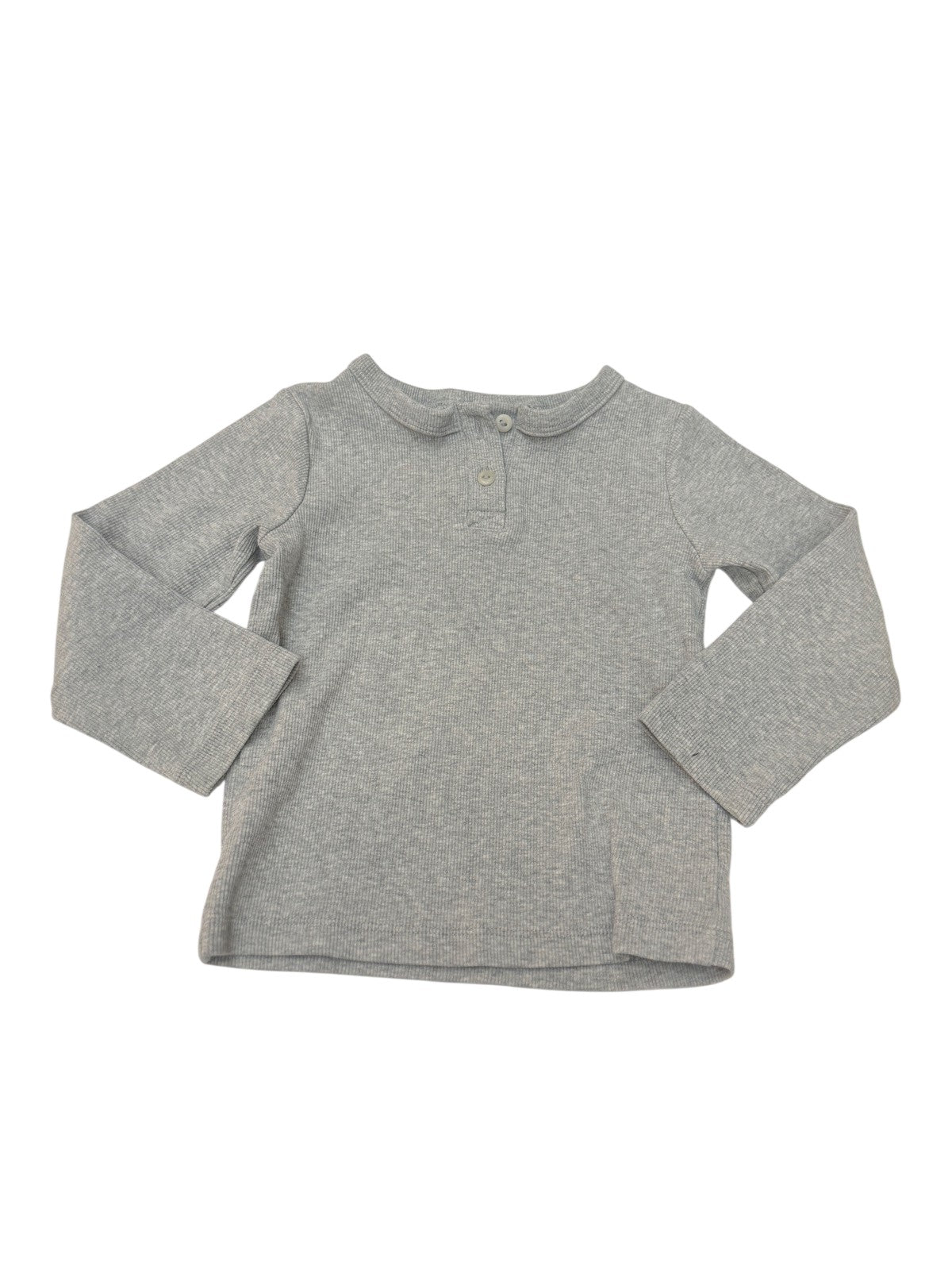 Grey Ribbed Henley Top 12-18m