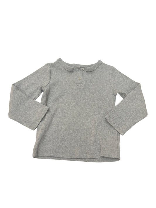 Grey Ribbed Henley Top 12-18m