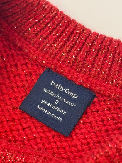 baby Gap Red Metallic Knit Sweater 3T