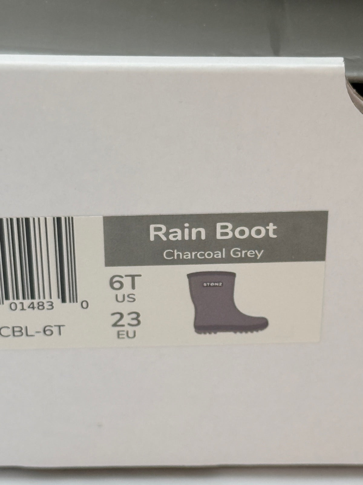 Stonz Rain Boots Toddler Grey with Liners US6