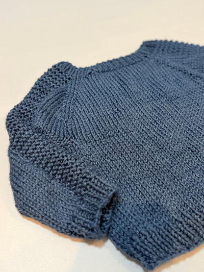 Handknit Blue Raglan Sweater 3/4t