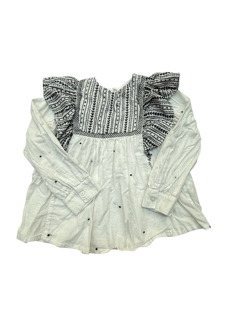 Zara Kids White Embroidered Blouse Size 5