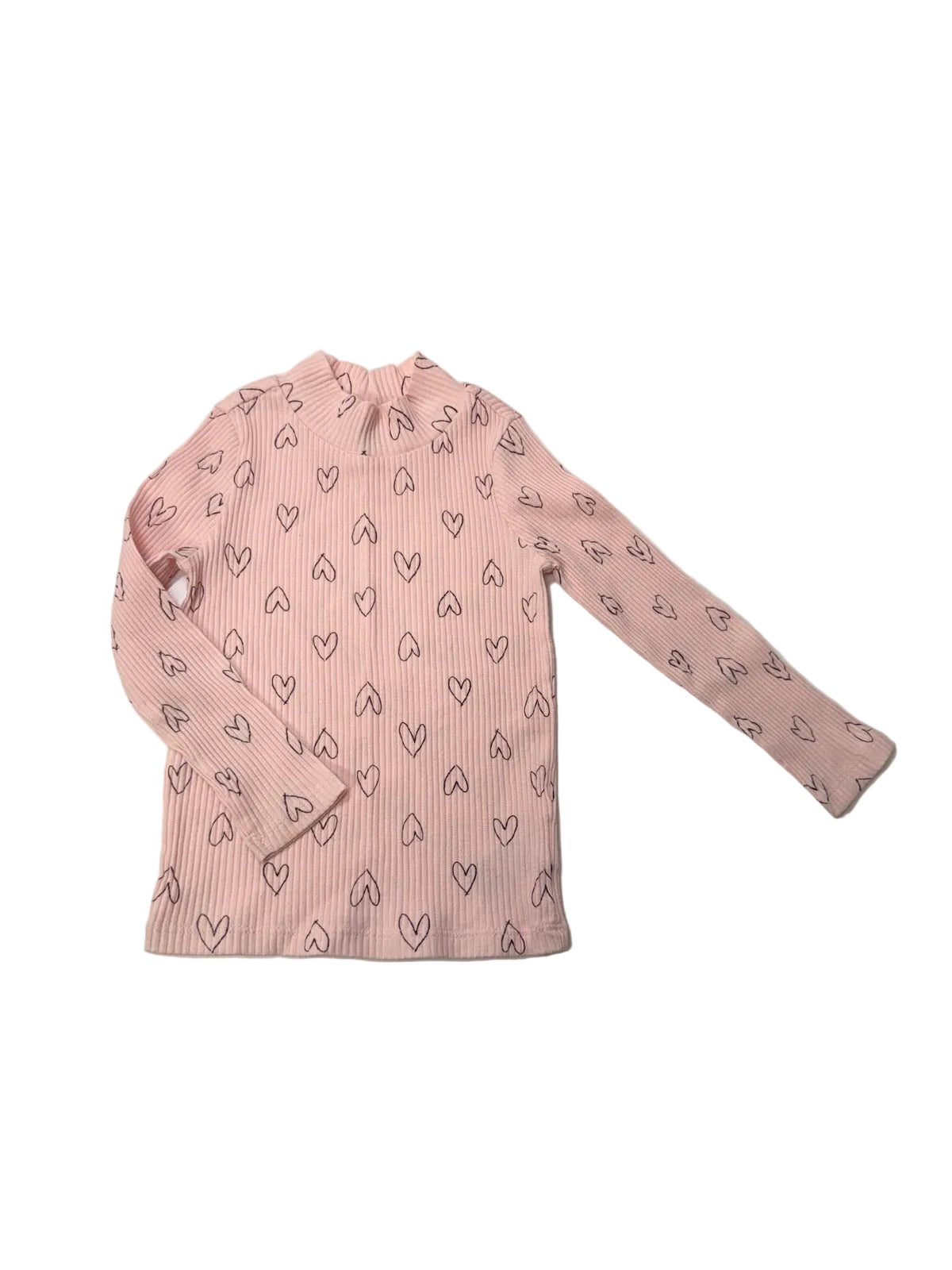 Old Navy Pink Heart Print Mock Neck 3T