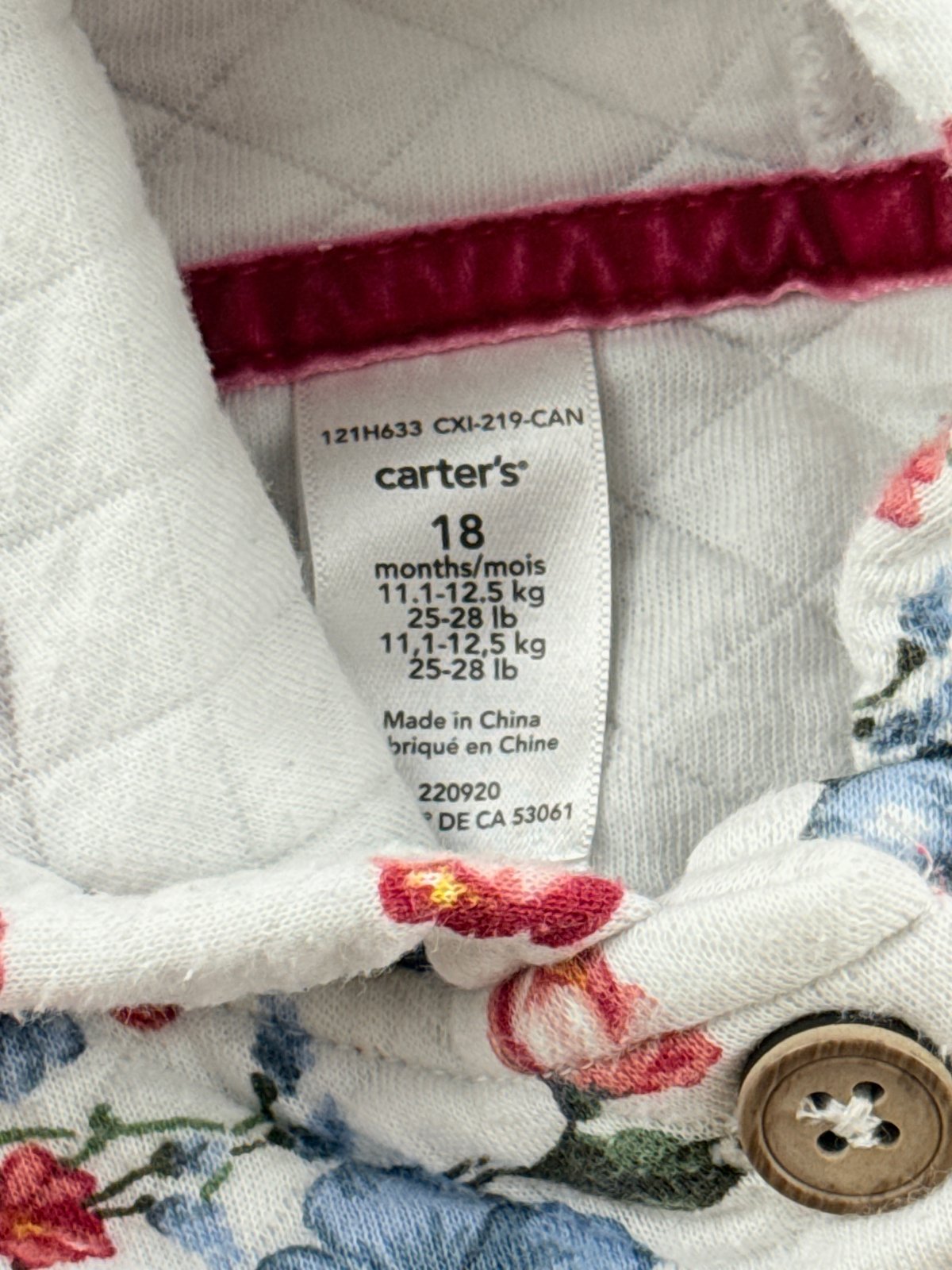 Carter's Floral Quilted Hooded Jacket 18M