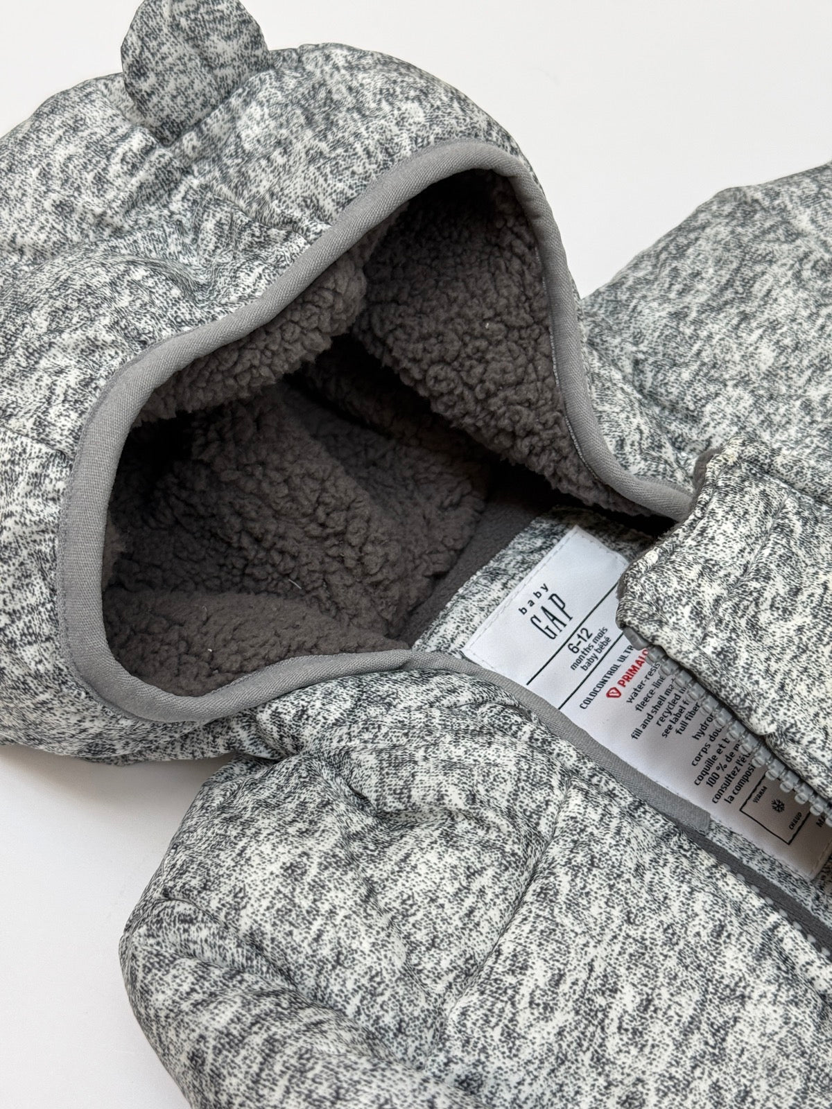 Baby Gap Gray Bear Hood Snowsuit 6-12M