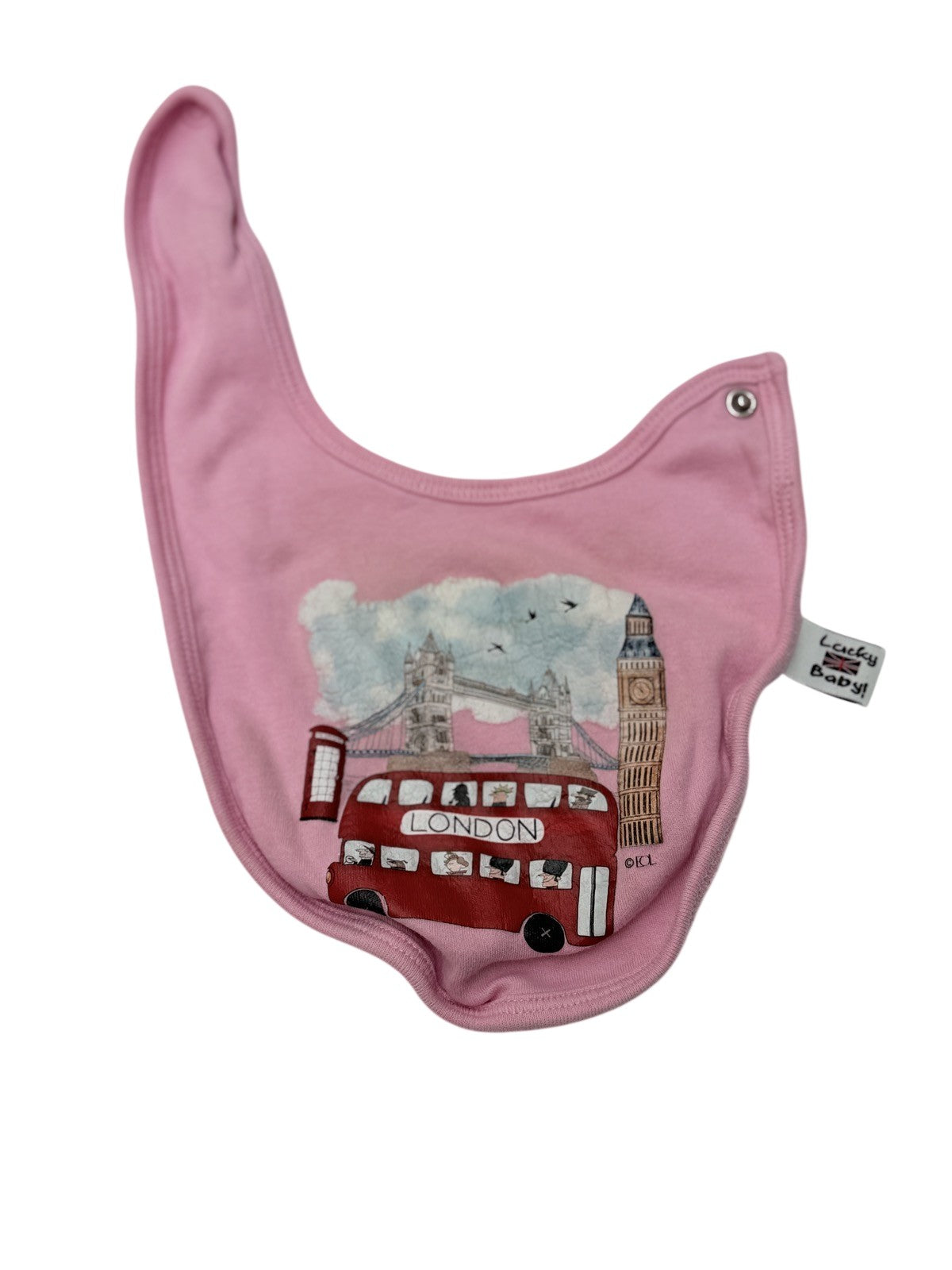 Lucky Baby London Print Pink Bib