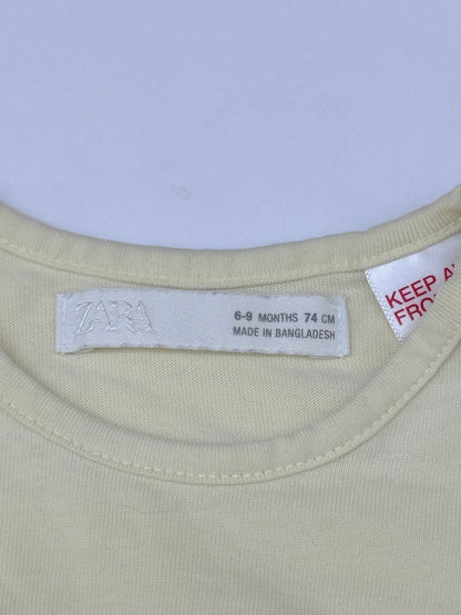 Zara Pale Yellow T-Shirt 6-9M